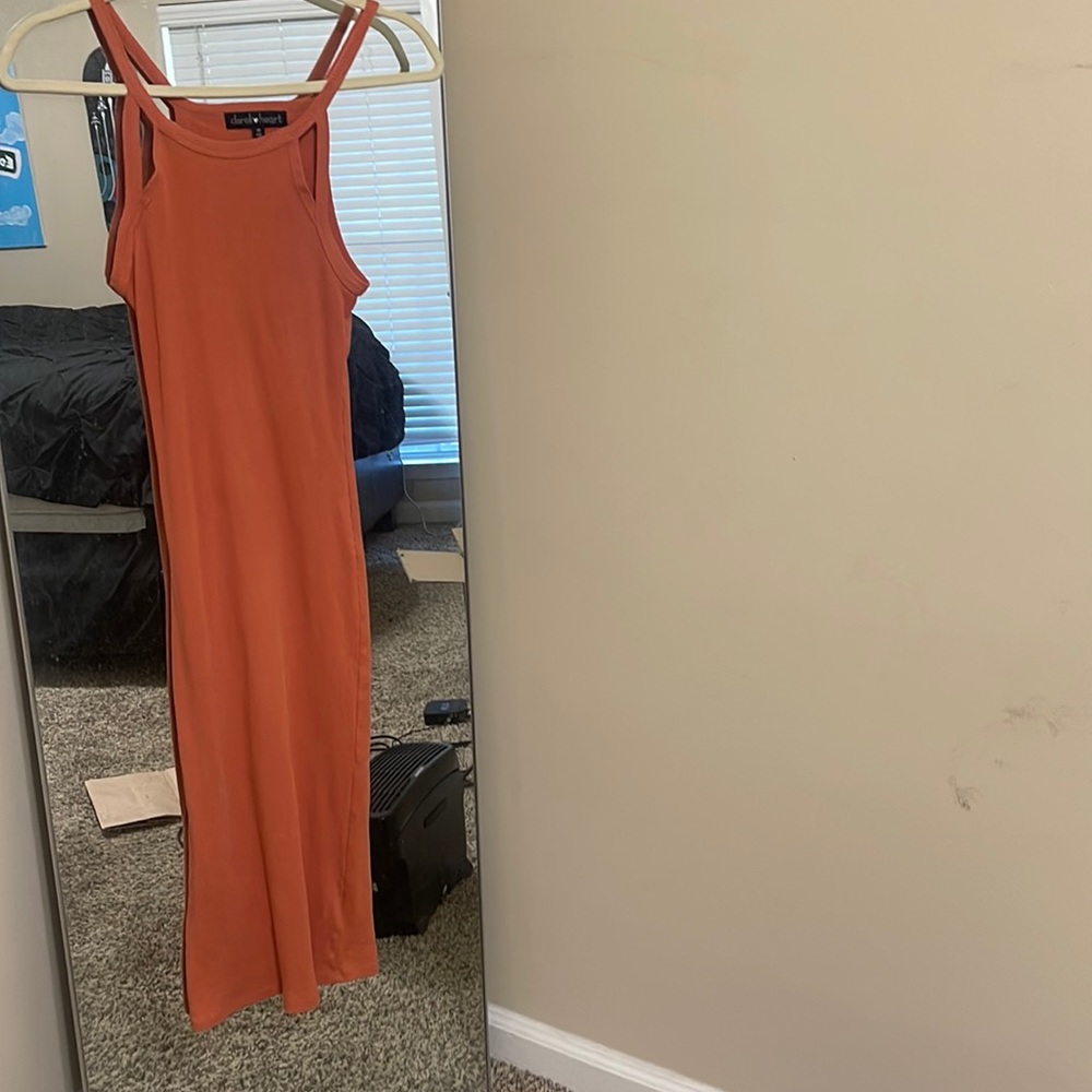 Orange fitted dress